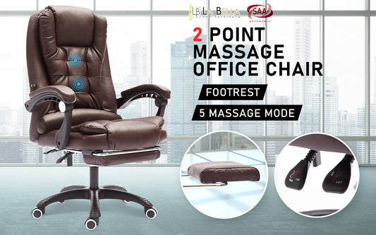 La Bella Espresso Massage Footrest Ergonomic Executive Office Chair