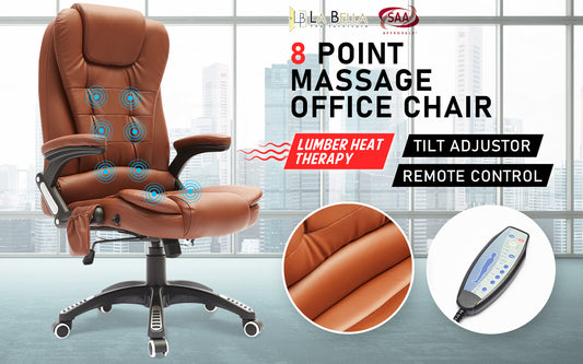 La Bella Espresso Massage 8 Point Vibration Heated Ergonomic Executive Office Chair