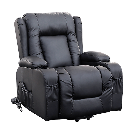 Recliner Chair Electric Massage Chair Lift Heated Leather Lounge Sofa Black